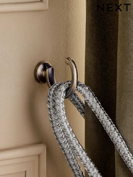2 Pack Antique Brass Curtain Tieback Hooks (W49105) | £6