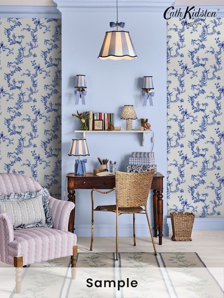 Cath Kidston Blue A4 Birds & Berries Wallpaper Sample (W49155) | £1