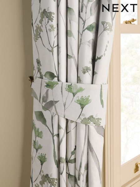 Set of 2 Green Isla Floral Print Curtain Tie Backs (W49187) | £10