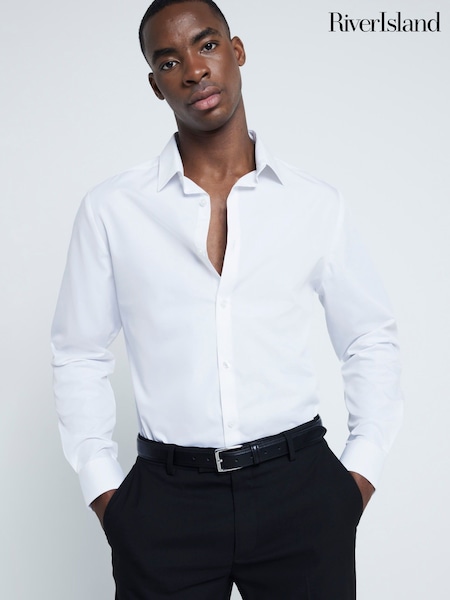 River Island White Slim Fit Formal Shirt (W49203) | £22