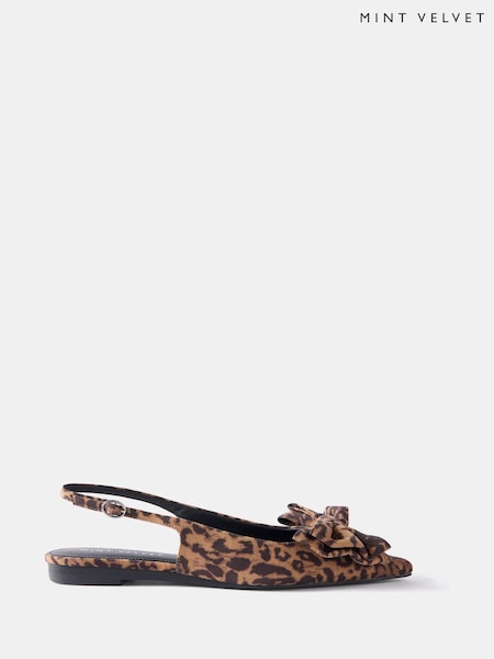 Mint Velvet Orange Leopard Print Flat Shoes (W49212) | £99