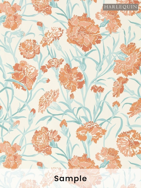 Harlequin Paprika Aqua Soft Focus Fleur de Joie Idyllic A4 Wallpaper Sample (W49222) | £1