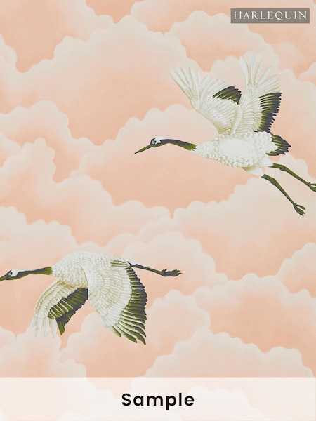 Harlequin Blush Cranes in Flight Idyllic A4 Wallpaper Sample (W49241) | £1
