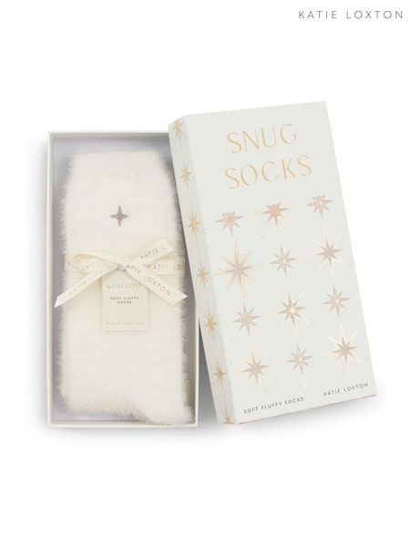 Katie Loxton White Gift Boxed Fluffy Socks (W49300) | £15