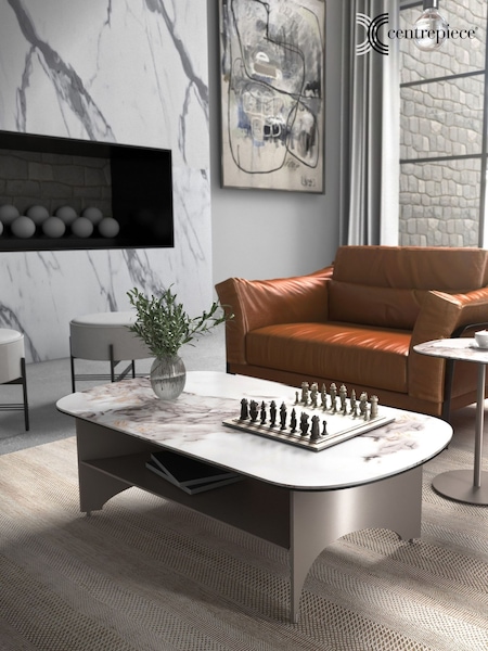 Centrepiece Champagne Silver Aspen Coffee Table With Shelf (W49344) | £879