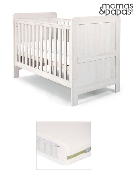 Mamas & Papas White Atlas Cot Bed & Pocket Spring Mattress (W49433) | £435