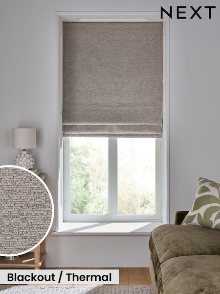 Natural Ready Made Blackout Thermal Bouclé Roman Blind (W49453) | £55 - £115