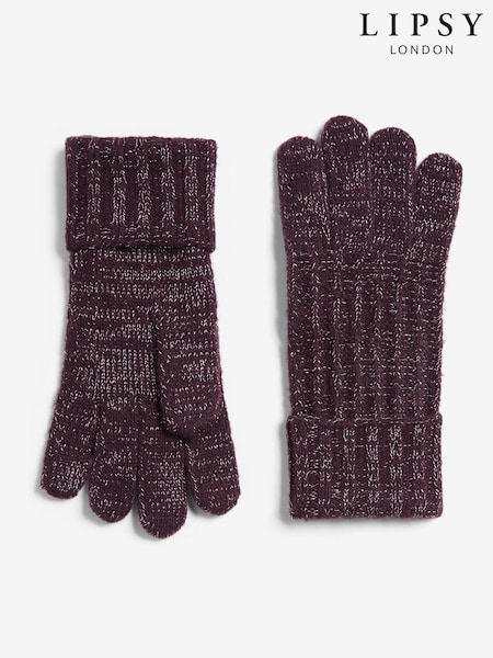Lipsy Berry Shimmer Ribbed Knitted Gloves (W49483) | £12