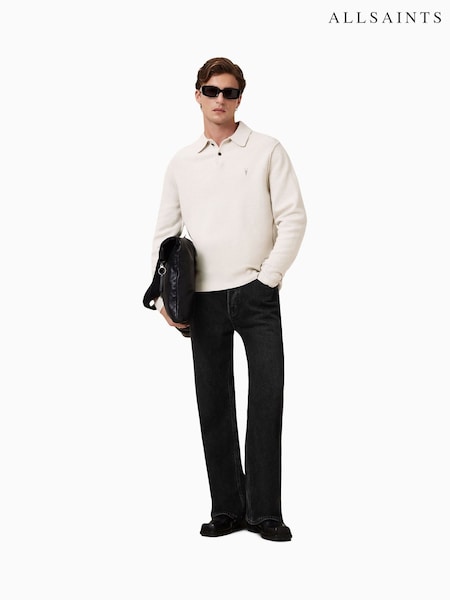 AllSaints Cream Statten Polo Shirt (W49489) | £109