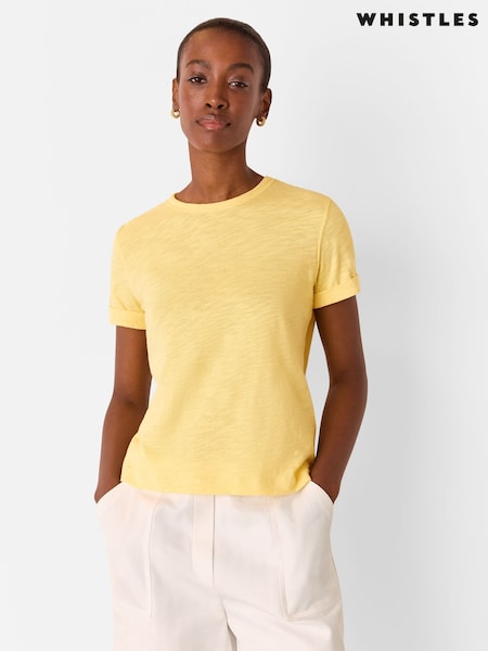 Whistles Yellow 100% Cotton Emily Ultimate T-Shirt (W49507) | £35