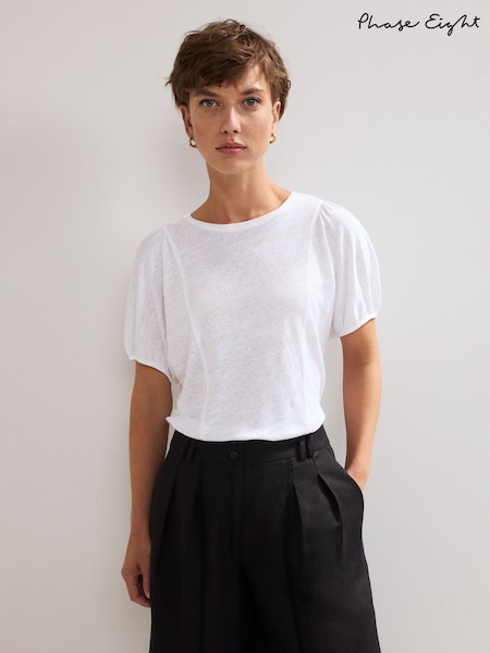 Phase Eight White Arabel 100% Linen Top (W49596) | £55