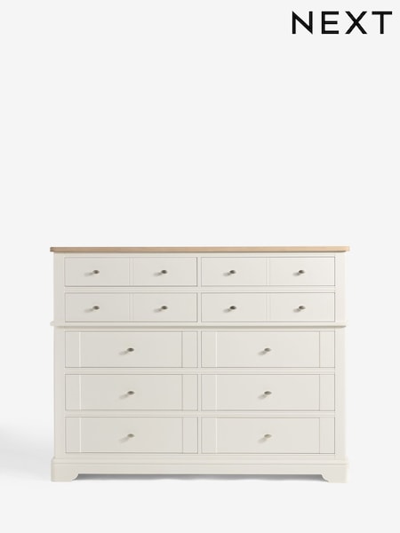 Chalk White Hampton Painted Oak Collection 10 Drawer Chest (W49603) | £1,499