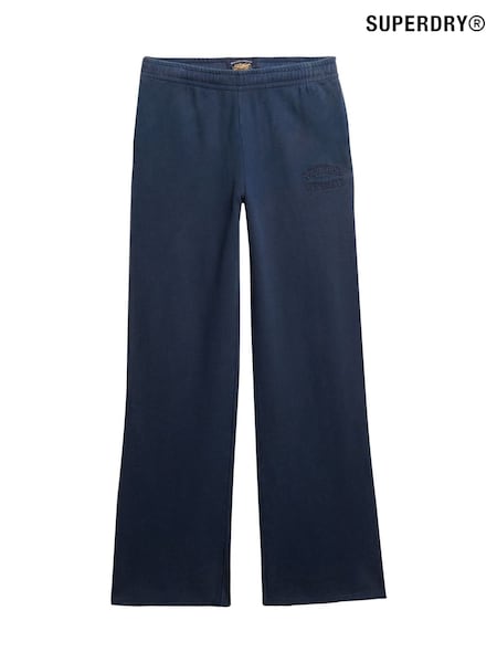 Superdry Green Athletic Tonal Embroidered Wide Leg 100% Cotton Joggers (W49610) | £45
