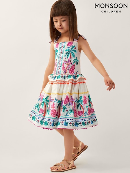 Monsoon Natural Tropical Print 100% Cotton Sundress (W49627) | £36 - £41