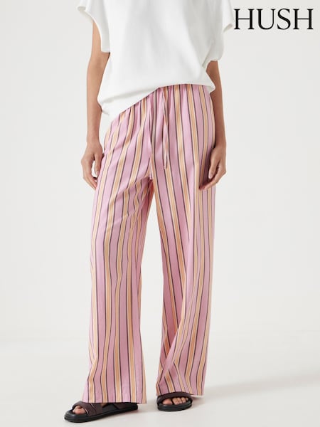 Hush Pink Cotton Stripe Trousers (W49660) | £85