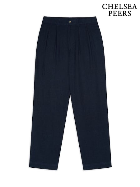 Chelsea Peers Blue Linen-Blend Relaxed Trousers (W49668) | £38