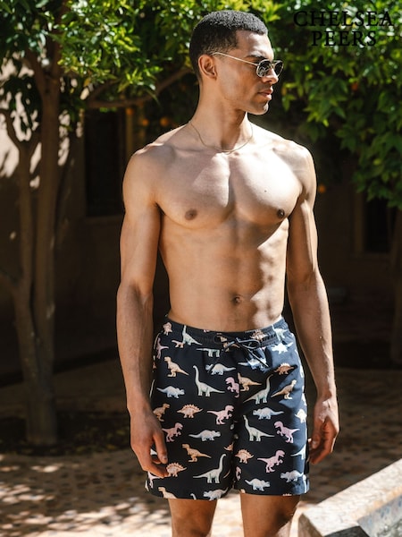 Chelsea Peers Blue Dinosaur Print Swim Shorts (W49677) | £40