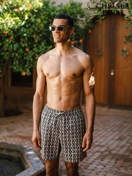 Chelsea Peers Black Abstract Print Swim Shorts (W49684) | £42