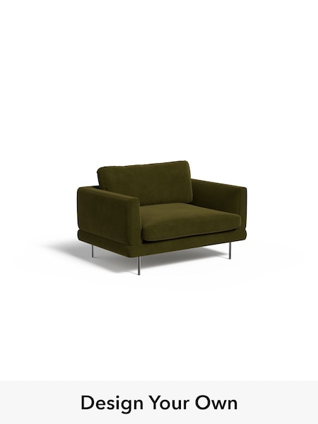 Matt Velvet Easy Clean/Deep Olive Green Lugani By Made (W49755) | £950