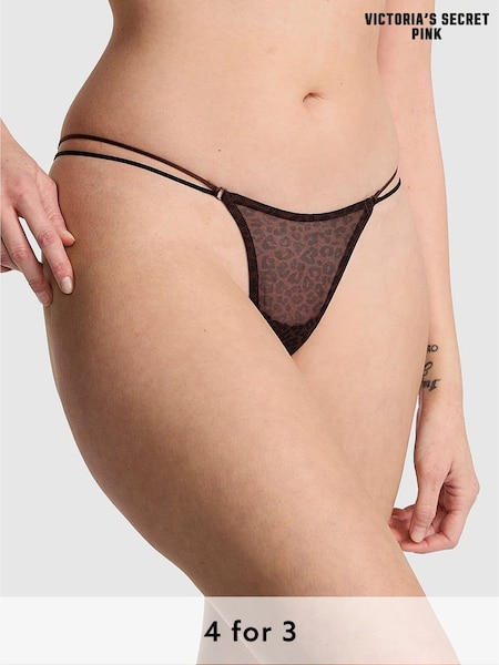 Victoria's Secret PINK Leopard Nude Thong Logo Knickers (W49833) | £9