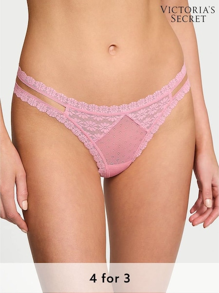 Victoria's Secret Pink Hope Double Strap Thong Daisy Lace Knickers (W49836) | £9