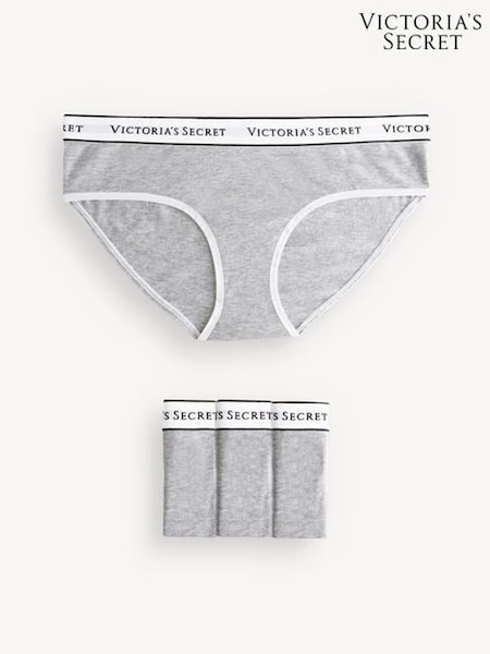 Victoria's Secret Medium Heather Grey Hipster Logo 4 Pack Knickers (W49912) | £20