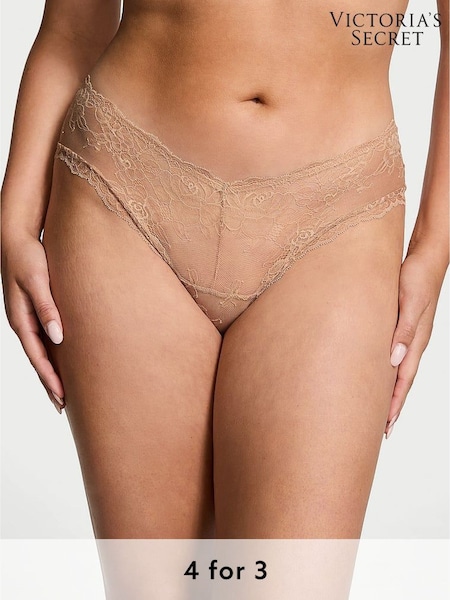 Victoria's Secret Praline Nude Cheeky Rose Lace Knickers (W49943) | £14