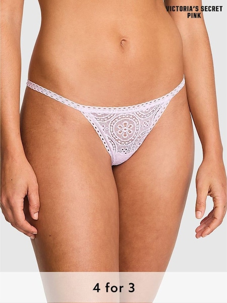 Victoria's Secret PINK Purple Whisper G-String Eyelet Lace Knickers (W49957) | £9