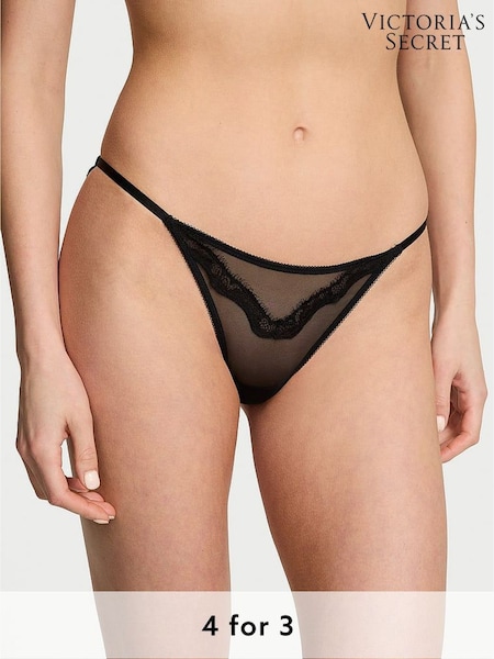 Victoria's Secret Black Sheer Shine Lace Knickers (W50059) | £20
