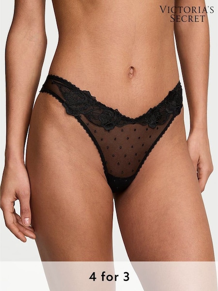 Victoria's Secret Black Sheer Rose Print Knickers (W50128) | £14