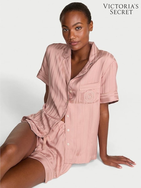 Victoria's Secret Royal Pink Jacquard Satin Short Pyjamas Set (W50207) | £65