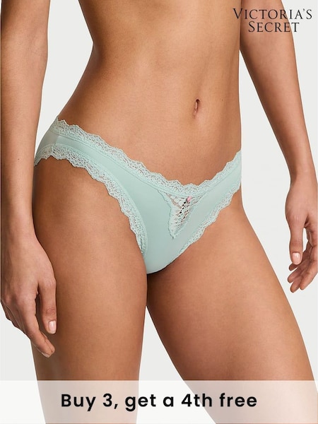 Victoria's Secret Silent Green Lace Trim Bikini Knickers (W50337) | £14