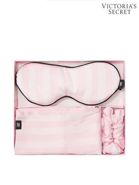 Victoria's Secret Iconic Stripe Pink Pillowcase, Eye Mask and Scrunchie Set (W50385) | £45