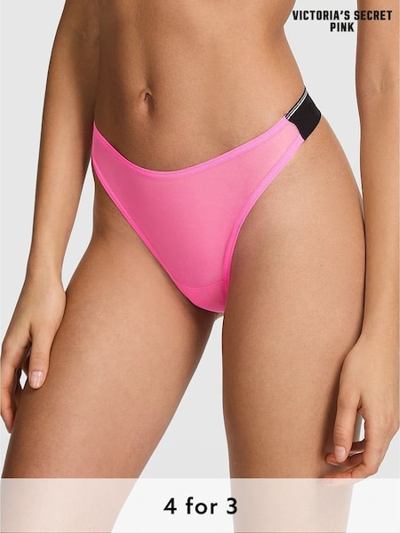 Victoria's Secret PINK Radiant Rose Pink Thong Logo Knickers (W50481) | £9