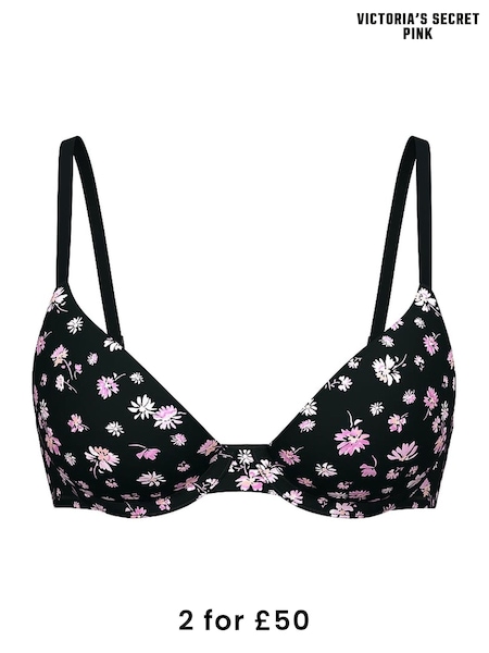 Victoria's Secret PINK Black Floral Push Up Bra (W50524) | £29
