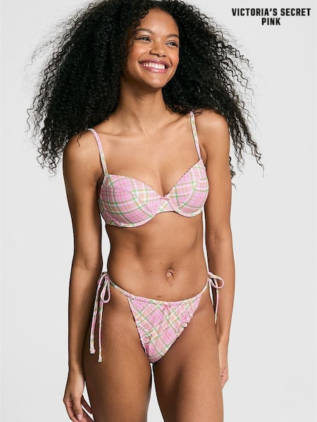 Victoria's Secret PINK Strawberry Plaid Pink Brazilian Bikini Bottoms (W50555) | £34
