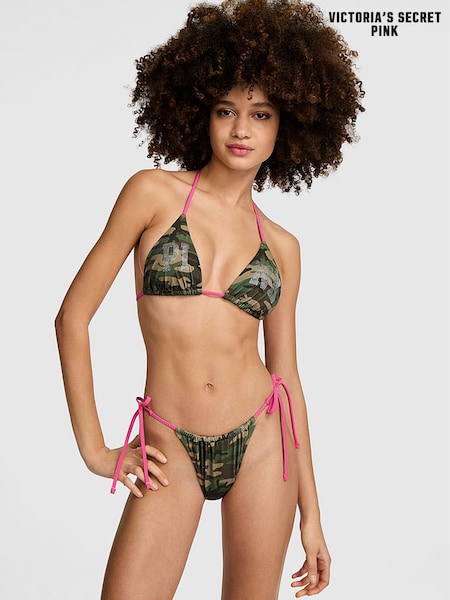 Victoria's Secret PINK Green Camo Tie Side Cheeky Bikini Bottoms (W50586) | £26