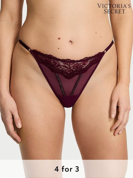 Victoria's Secret Kir Red Sheer Shine Lace Knickers (W50593) | £20