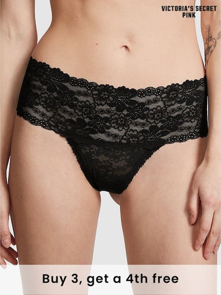 Victoria's Secret PINK Pure Black Lace Knickers (W50660) | £9
