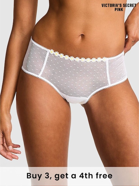 Victoria's Secret PINK White Cheeky Floral Lace Knickers (W50756) | £9