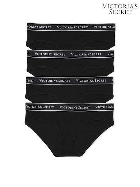 Victoria's Secret Black Hipster Logo 4 Pack Knickers (W50772) | £20
