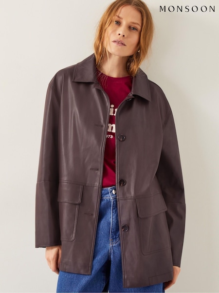 Monsoon Brown Paula Faux Leather Jacket (W50835) | £130