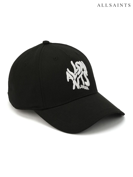 AllSaints Black Orlando Logo 100% Cotton Baseball Cap (W50848) | £49