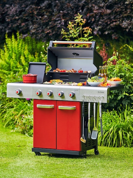 Outback Red Jupiter 4 B Hybrid BBQ with Side Burner (W50889) | £574