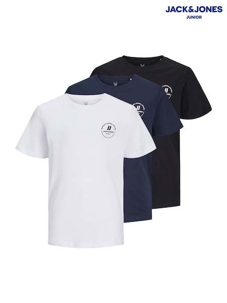 JACK & JONES JUNIOR Blue Short Sleeve T-Shirts 3 Pack (W50932) | £24