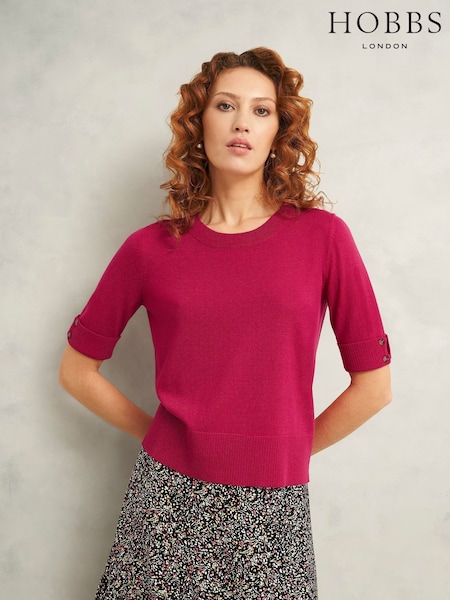 Hobbs Pink Leanne Knitted Top (W50969) | £69