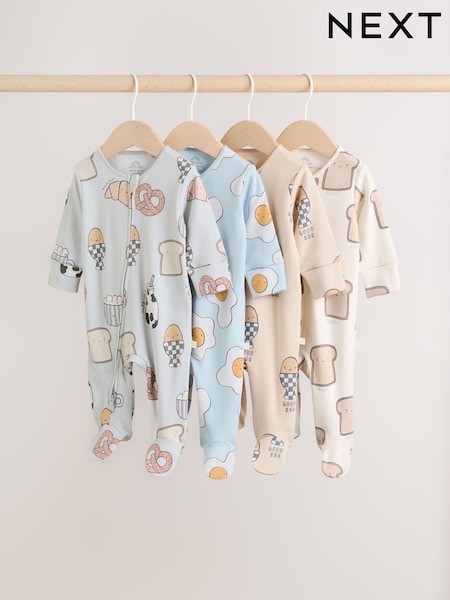 Minerals 4 Pack Two Way Zip Baby Sleepsuits (0mths-2yrs) (W51002) | £25 - £27