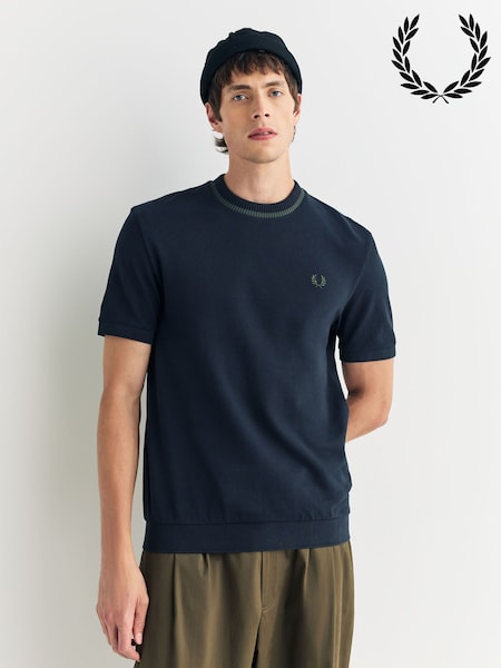 Fred Perry Blue Crew Neck Pique T-shirt (W51022) | £85