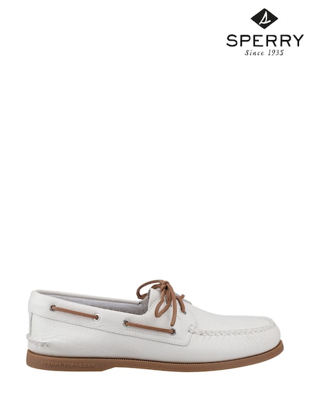 Sperry Authentic 2 Eye Boat White Shoes (W51082) | £100
