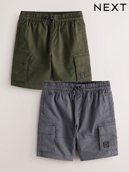 Khaki/Grey 2 Pack Cargo Shorts (3-16yrs) (W51104) | £22 - £32